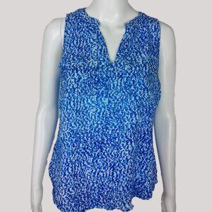 Willi Smith Blue White Abstract Sleeveless Women's Blouse